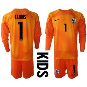 Lacne Dětský Futbalové dres Francúzsko Hugo Lloris #1 Brankarsky  MS 2022 Dlhy Rukáv - Domáci (+ trenírky)